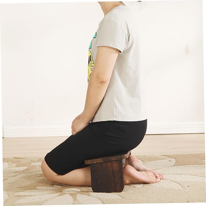 Wooden Meditation Stool Portable Foldable Kneeling Bench for Meditation Tea and Prayer Non-Slip Design Comfortable Cushion and Compact Size