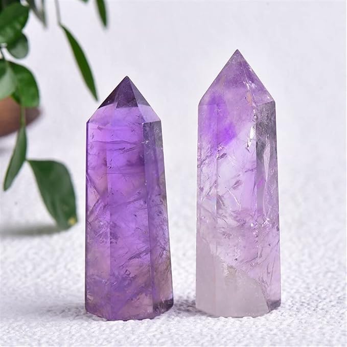 Meditation Home 1PCS Natural Purple Crystal Single Prism Pyrocrystalline Original Stone Meditation Cure Six Prism (Size : 6-7cm)