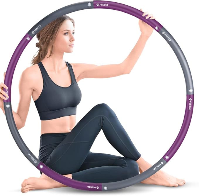 FEECCO Weighted Fitness Hoop, 8 Detachable Sections for Weight Loss