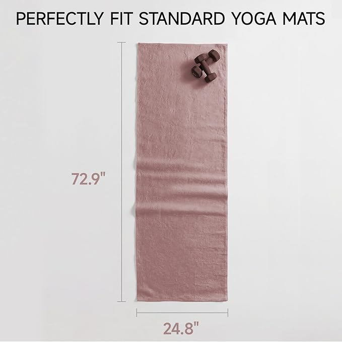 Yoga Mat Towel - Non-Slip Microfiber for Hot Yoga & Pilates | Super Absorbent, Lightweight & Machine Washable 72"x25" (2 Pack Gray)