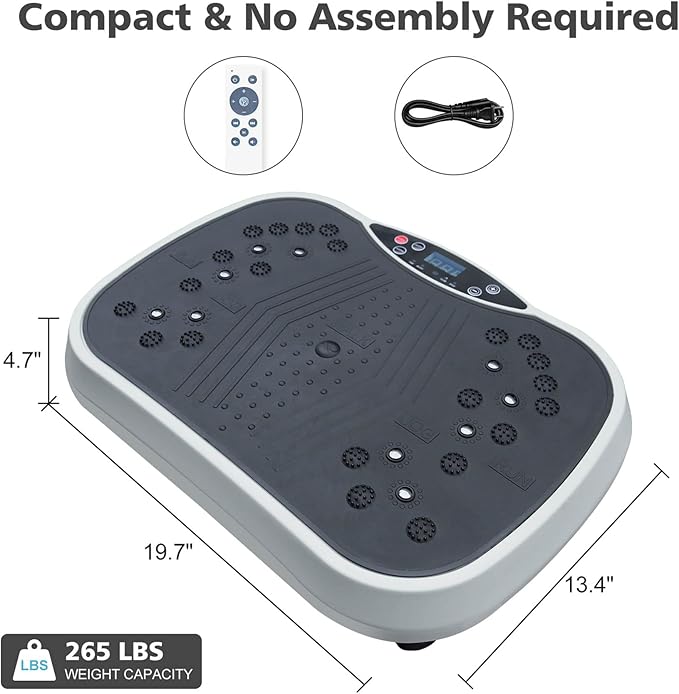 Vibration Plate Exercise Machine - 6 Speed Modes, 300lb Capacity Vibration Fitness Machine Whole Body Workout Platform for Weight Loss, Toning & Circulation, w/Remote & Non-Slip Surface, Grey