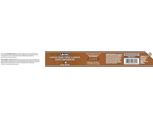 Bon Vital' Coconut Massage Creme Made with 100% Pure Fractionated Coconut Oil, Moisturizer to Repair Dry Skin, No Greasy Feel, Anti-Aging Cream for Professional Massage, 8 Ounces (Packaging May Vary)