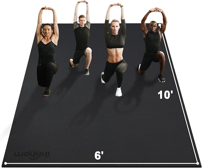 innhom Large Exercise Mat 6'x4'/7'x5'/8'x6'/9'x6'/10'x6' Workout Mat Gym Flooring for Home Gym Mats Exercise Mats for Home Workout Thick Floor Mat for Fitness