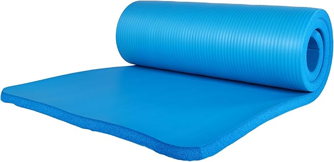 BalanceFrom 71x24 Inches Yoga Mat with Knee Pad and Optional Blocks – Extra 1-Inch Thick Non-Slip Foam with Anti-Tear Surface and Carrying Strap for Home, Studio, or Gym Workouts