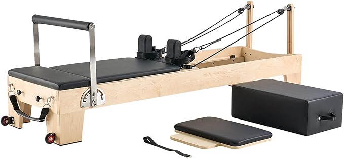VEVOR Pilates Reformer Machine, Pilates Workout Equipment for Home Gym Studio Use, Pilates Reformer with Sitting Box and Jumpboard，fit for Beginners & Advanced Users