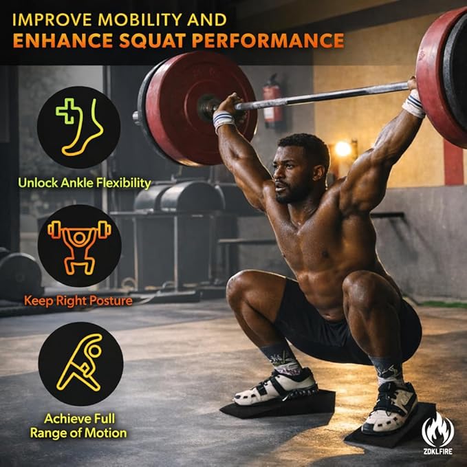 ZKDLFIRE Squat Wedge Block – 2 Pcs, Non-Slip Squat Wedges Weightlifting – Heel Elevated Squat Wedge, Heel Wedge for Squats, Slant Board for Squats to Improve Mobility, Balance, Strength & Squat Depth, Includes Anti-Slip Pads & Carrying Bag
