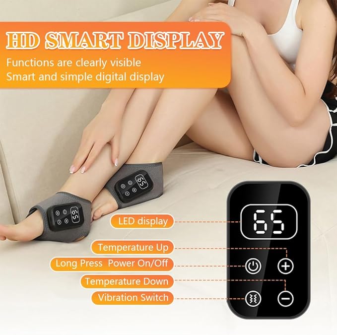 Foot Advanced Renew Triple Method Massager, with 5 Vibration Modes and 6 Heat Levels, Suitable for Pain Relief and Plantar Fasciitis, Travel & Home Use（Black 2pcs）