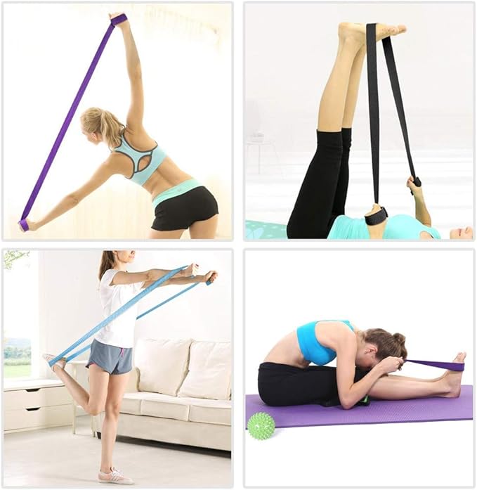 Cotton Exercise Yoga stretch Strap - Sturdy Flexibility Tensile Belt Adjustable Metal D-Ring Buckle, Hold Poses for Daily Stretching, Pilates, General Fitness, and Physical Therapy