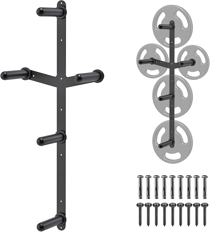 Kipika Weight Plate Storage Rack - Wall Mounted Weight Plate Holder with Durable Steel Construction Organizer for Olympic Plates, 1000lb Capacity, Space-Saving for Home Gym