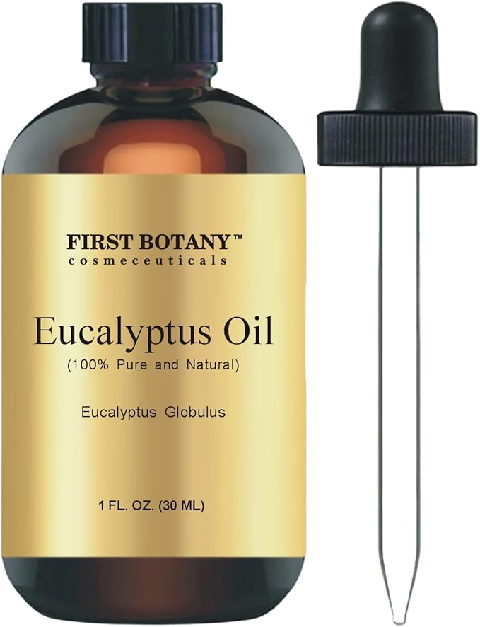 First Botany, 100% Pure Eucalyptus Oil - Premium Eucalyptus Essential Oil for Aromatherapy, Massage, Topical & Household Uses - 1 fl oz