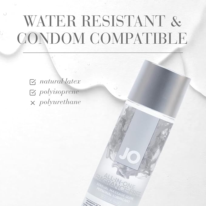 JO All-in-One Silicone Massage Oil – Fragrance Free Long Lasting Personal Lube & Massage Glide – 4 fl oz