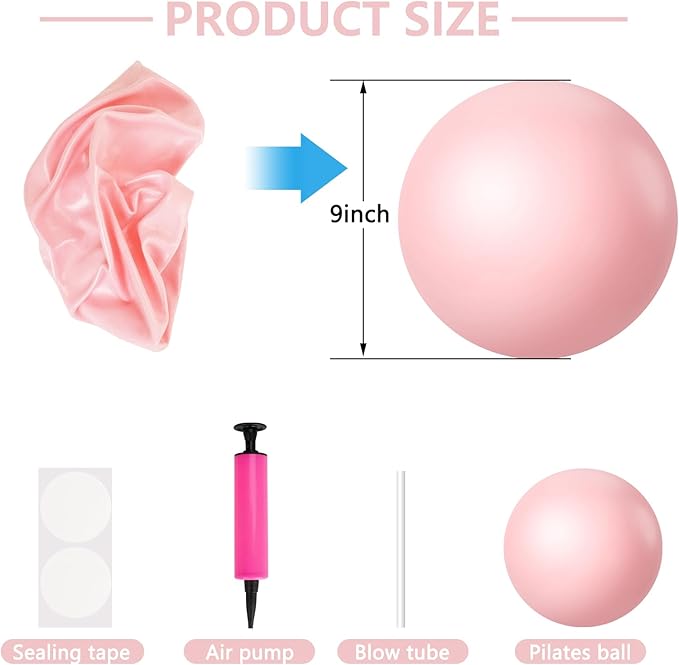 9 Inch Pink Pilates Ball, Exercise Stability Yoga Ball Small Exercise Ball with Air Pump for Core Workout, Balance Training, Home Gym, Office, Physical Therapy