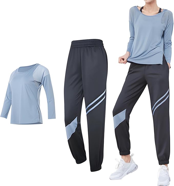 Black Two-Piece Pilates Set For Women, Xxl Size, High Waist Design With Color Block Detail, Breathable Material For Fitness