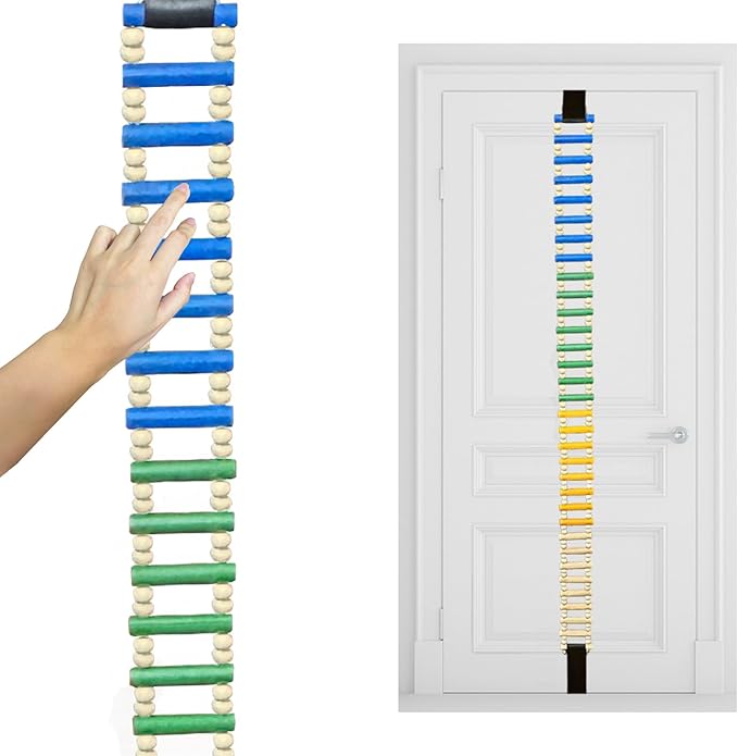 Portable Over-The-Door Shoulder Finger Ladder, Shoulder Pain Relief Wooden Finger Ladder for Hand Therapy and Joint Rehabilitation (Colorful)