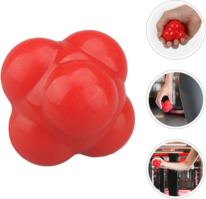 Hexagonal Silicone Agility Reaction Ball 68Mm Large Red for Fitness Speed Coordination Training and Baseball Exercise Equipment
