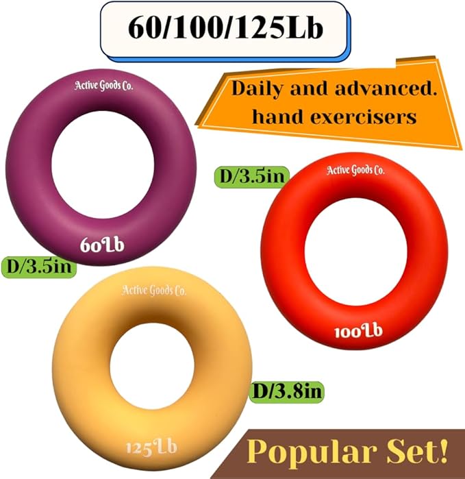Hand Exerciser - PROFESSIONAL GRADE, Set or Single, Different Sizes. Visit to see more! Bague classique en silicone parfaite pour améliorer la force, la puissance et la vitesse dans les poignets.