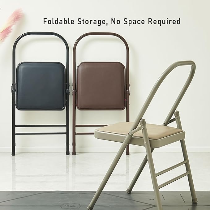 Yoga Chair,Foldable Pilates Chair,Soft Sponge Cushion,Easy to Carry and Store,for Indoor and Outdoor Yoga Studios(Black)