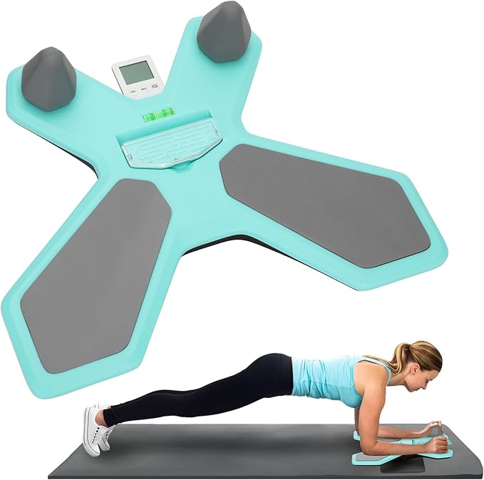 Balance Board for Core Trainer, Plank Board for 360° Tilt & Twist Design, Multi-Functional Handles, Phone Holder & Maze Game, Elbow Pad, Fluorescent Green