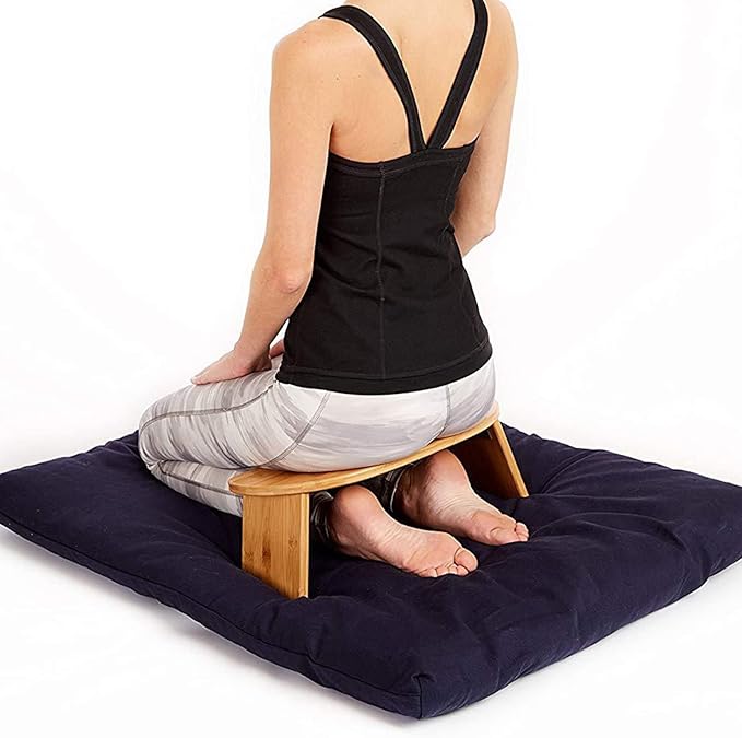 Meditation Bench, Bamboo, Foldable & Ergonomic Meditation Stool, Comfortable for Kneeling or Sitting, 20x7.5x7.3inch