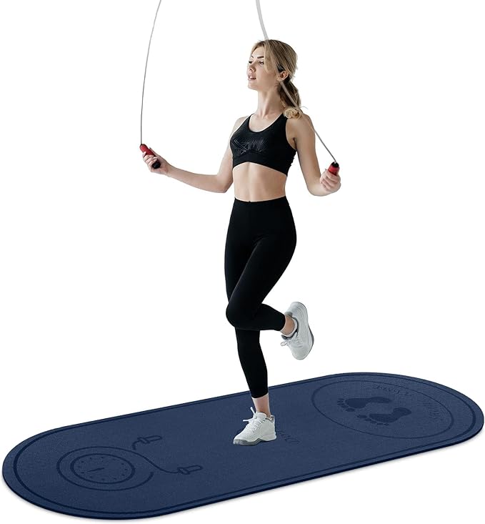 Jump Rope Mat 71"/63"x24" Larger Non-Slip Indoor Outdoor Exercise Fitness Mat, High-Density Workout Shock Absorption for Home Gym Flooring Concrete Jumping Rope