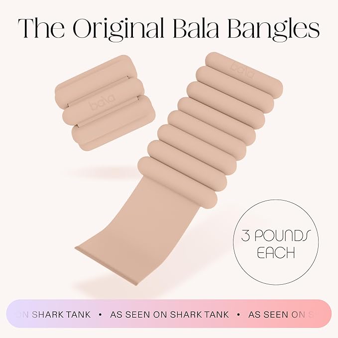 Bala Bangles Wrist & Ankle Weights for Women & Men - Adjustable Weighted Bands - Soft Silicone Arm & Leg Weights for Pilates, Yoga, Walking, Barre, Home Workout & Strength Training Exercise