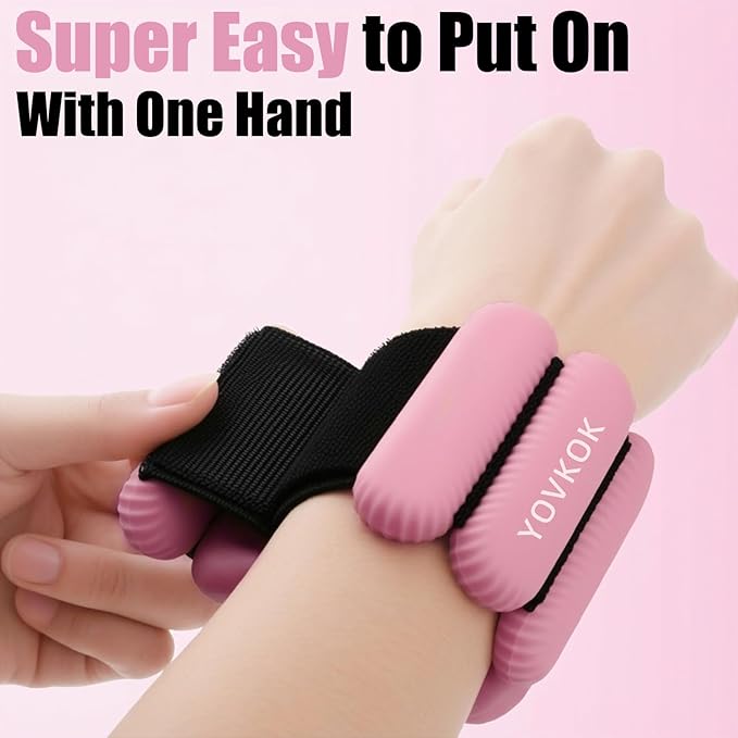 Wrist Weights, Silicone Adjustable Ankle Weights for Women Men - Strengthen Arms and Legs Ideal for for Home Gym Workout, Running, Yoga, Pilates, Barre, Exercise, Strength Training