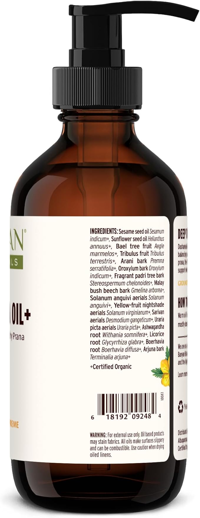 Banyan Botanicals Dashamula Oil+ – Organic Stress Relief Massage Oil with Organic Ashwagandha – for Deep Tissue Rejuvenation – 8 oz – Non GMO Sustainably Sourced Ayurvedic Physician Formulated