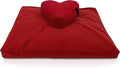 Bean Products Meditation Cushion Mat Set - Zafu Floor Pillow Organic Buckwheat Pillow + Cotton Filled Zabuton Prayer Pad - Meditation Pillow Yoga Knee Pad - Made in USA - 14" Round or 18" Oval