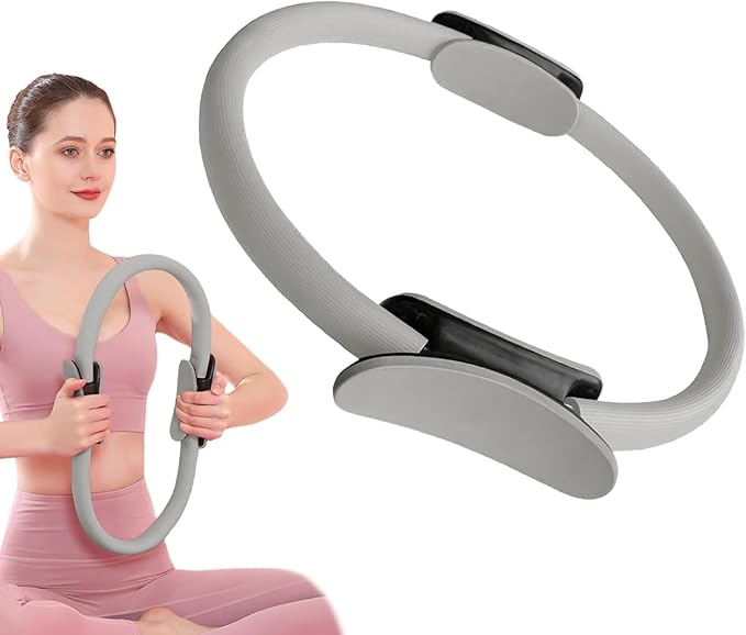 Pilates Ring Fitness Circle 14.96" Yoga Rings Magic Circle with Dual Padded Handles for Toning Arms, Thighs/Legs & Core