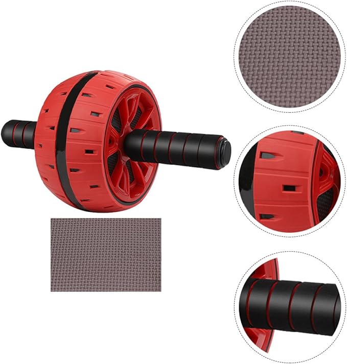 SUPVOX Ab Roller Wheel Abdominal Muscle Trainer Wheel with Knee Pad, Crimson Exercise Roller for Core Strength Workout and Home Gym