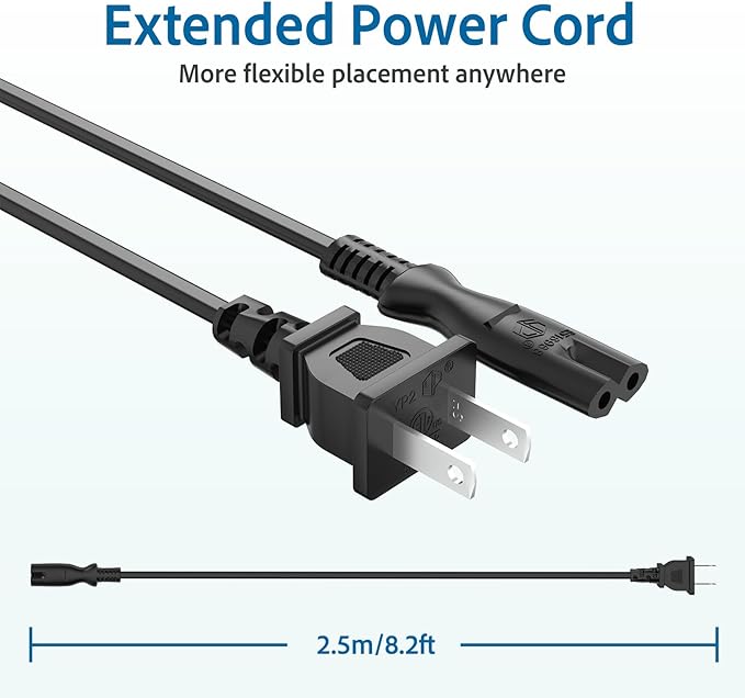 Power Cord 8.2ft for Under Desk Elliptical Leg Exerciser While Sitting for Seniors