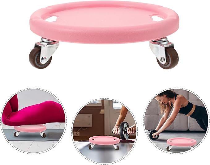 Abdominal Muscle Wheel Plate Fitness Ab Roller Disc with Silent Sliding Four-wheel Design for Core Training and Belly Workout, 1pcs Pink