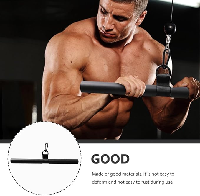 FRCOLOR Biceps Pull Bar Fitness Pull Down Rod Heavy-Duty Steel Cable Machine Attachment for Home Gym Strength Training and Muscle Workout