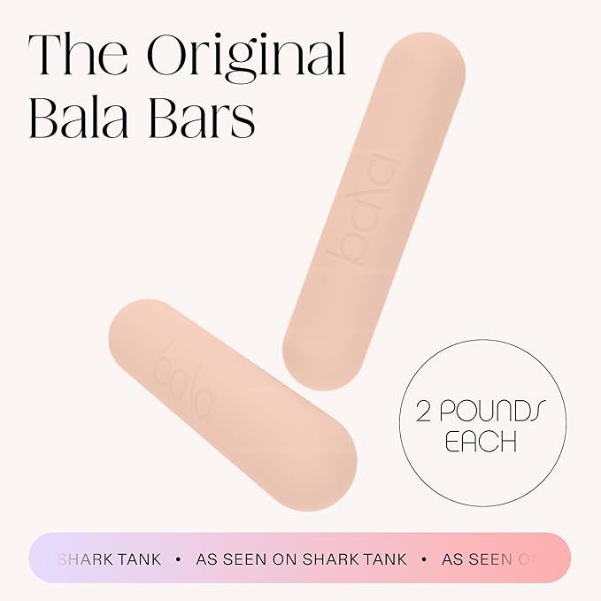 Bala Bars Dumbbell Set for Women & Men - Set of 2 Bars Designed for Walking, Strength Training, HIIT, Boxing & Aerobics - Hand Weights for Working Out at Home