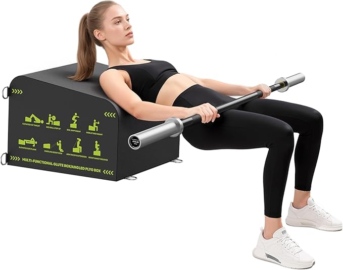 Hip Thrust Bench, Multi-Functional Slip-Free Hip Thrust Machine for Glute Bridge, Box Jump, Push-Ups, Squat, Ab Exercise, Suitable for Home & Gym