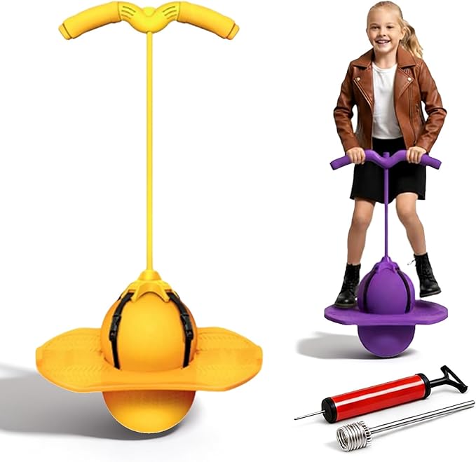Balance Jumping Ball, 2026 Upgraded Jumping Hopping Ball with Handle and Pump, High Jump Toy Bounce Jump Trick Board for Beginners and Adults
