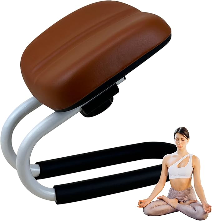 Adjustable Meditation Stool - Height Kneeling Bench with Cushion | Portable Prayer Seat, Non-Slip Leg Sleeves, Yoga Chair for Home Studio, Mindfulness Practice, Travel, Zen Room, Comfortable Support