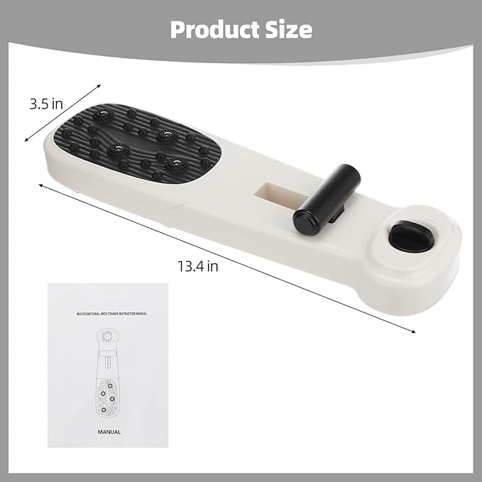 Foot Arch Trainer for Flat Feet, Adjustable Resistance & Toe Strengthener for Foot Muscle Exercise, Improves Arch Support & Flexibility, White, 13.4 x 3.5 x 2 in