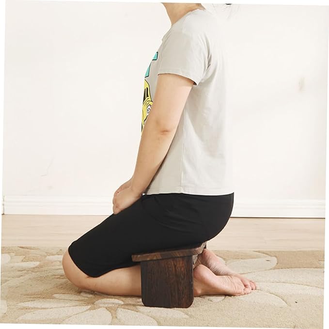 Toyvian Meditation Bench Lightweight Wooden Stool for Home Use Non-Slipping Kneel Mat for Meditation Prayer and Yoga for Living Room and Bedroom