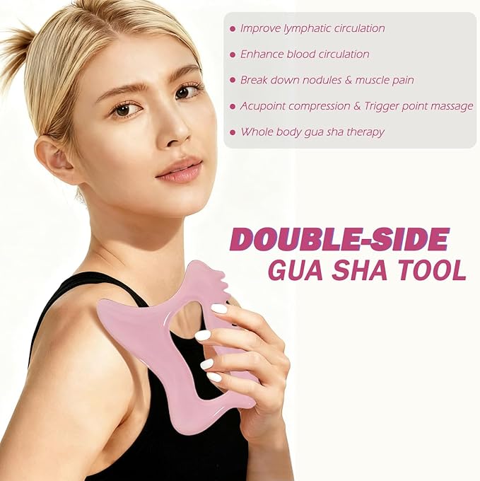 Body Gua Sha Tool for Cellulite Remover Muscle Pain Relief, Lymphatic Drainage Massager for Body Shaping, Deep Tissue, Gifts for Women Pink