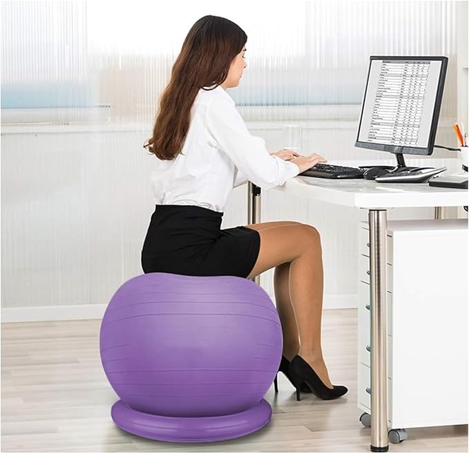 Yoga Ball Chair,Yoga Ball，Exercise Ball, Balance Ball Chair with Adjustable Band & Stability Base Home Yoga Chair for Exercise/Improving Health Pregnancy Birthing Balls Seat(Purple,Diameter 75cm ( 29
