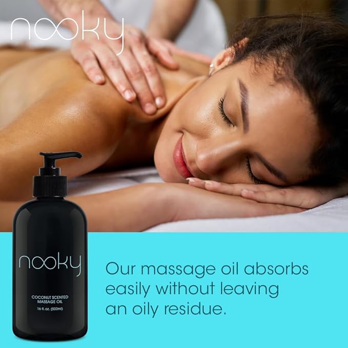 Nooky Massage Oil with Fractionated Coconut Oil for Massaging 16 Ounce (Coconut)