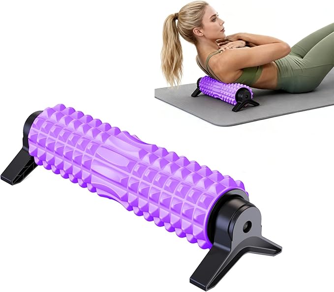 Foam Roller with Detachable Stand, 18” Deep Tissue Massage Roller, Beginner-Friendly Support Design for Muscle Recovery, Home Workout & Fitness - Purple