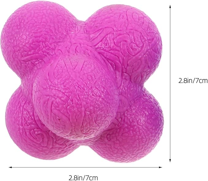 4pcs Hexagon Agility Reflex Balls: Rubber Reactivity Ball for Field Training - to Boost Hand-Eye Coordination & Reaction Time