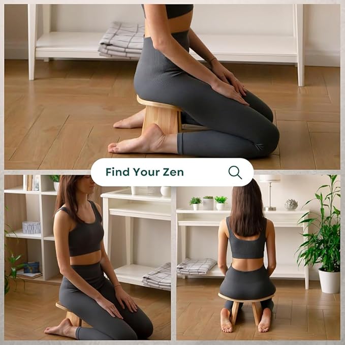 Portable Meditation Bench, Yoga Auxiliary Stool with Storage Bag, Removable Wooden Kneeling Stool, Multifunctional Ergonomic Seat, Posture Adjustment, for Yoga, Prayer, Meditation