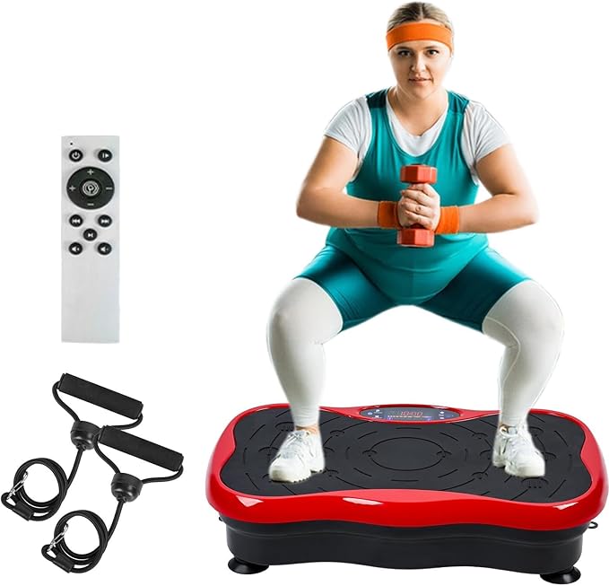 Vibration Plate Exercise Machine Vibration Plates for Weight Loss Vibration Plate for Lymphatic Drainage Whole Body Shaking Vibrating Plate Exercise Machine Fitness Platform with Resistant Band