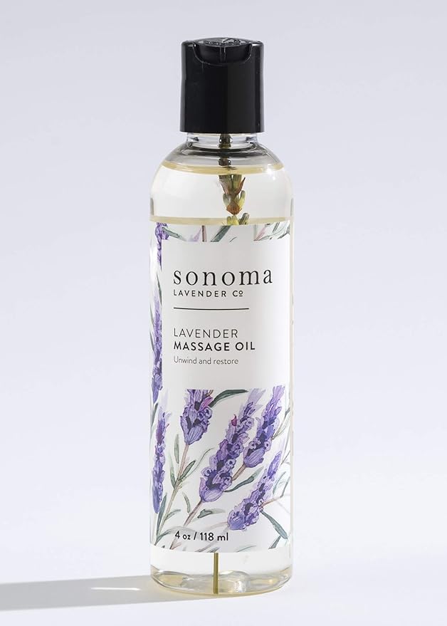 Sonoma Lavender, Pure Natural Lavender Massage Oil, Body Oil for Sore Muscles, Massage Oil for Massaging and Moisturizing, 4 oz