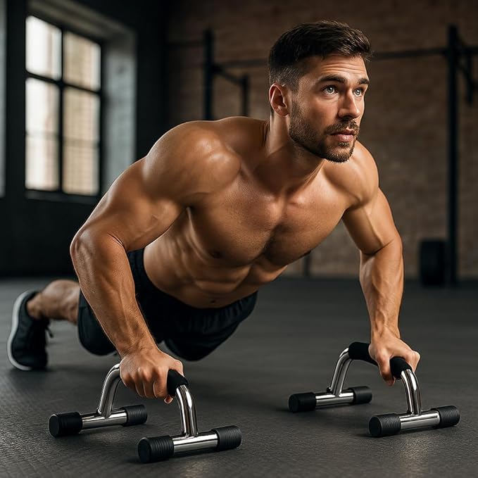 Enhance Upper Body Strength: Training Push Up Bars for Shoulders, Chest & Core - Non-Skid Feet, Compact & Portable