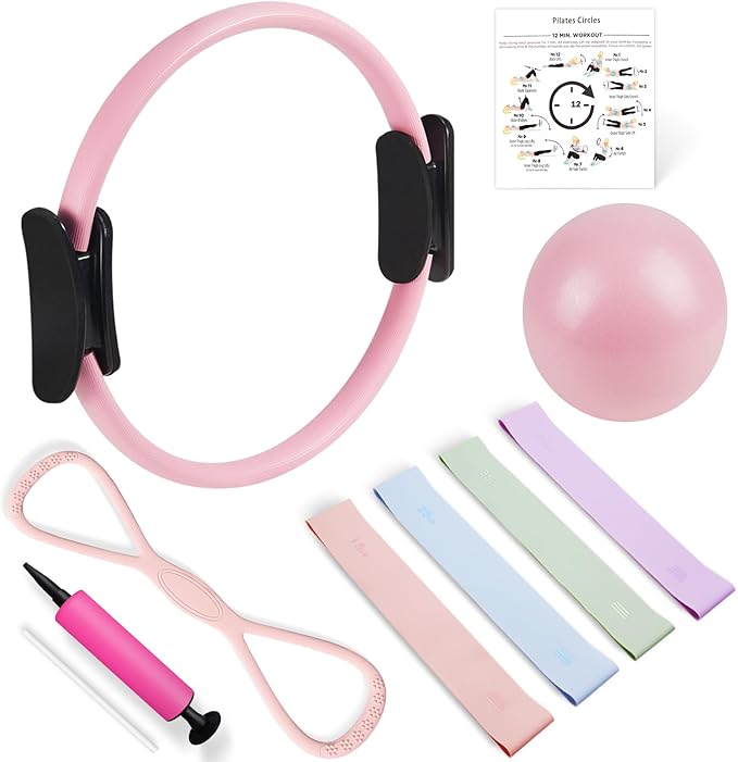 Pilates Kit, Pilates Essentials Kit for Women, 15” Pilates Ring and Ball Set