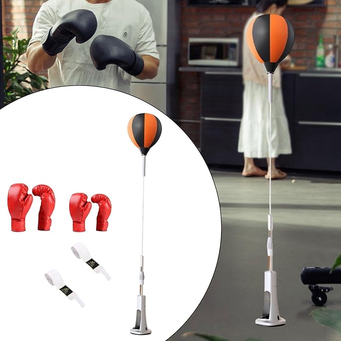 Boxing Reaction Ball Target with Gloves Vertical Agility Floor Standing Boxing Equipment Speed Ball for Fitness MMA Home Gym
